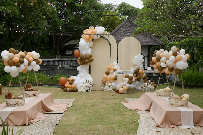 baby shower setup with balloon decoration 