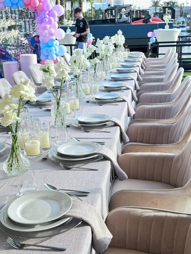Luxury yatch table decoration/setting in dubai