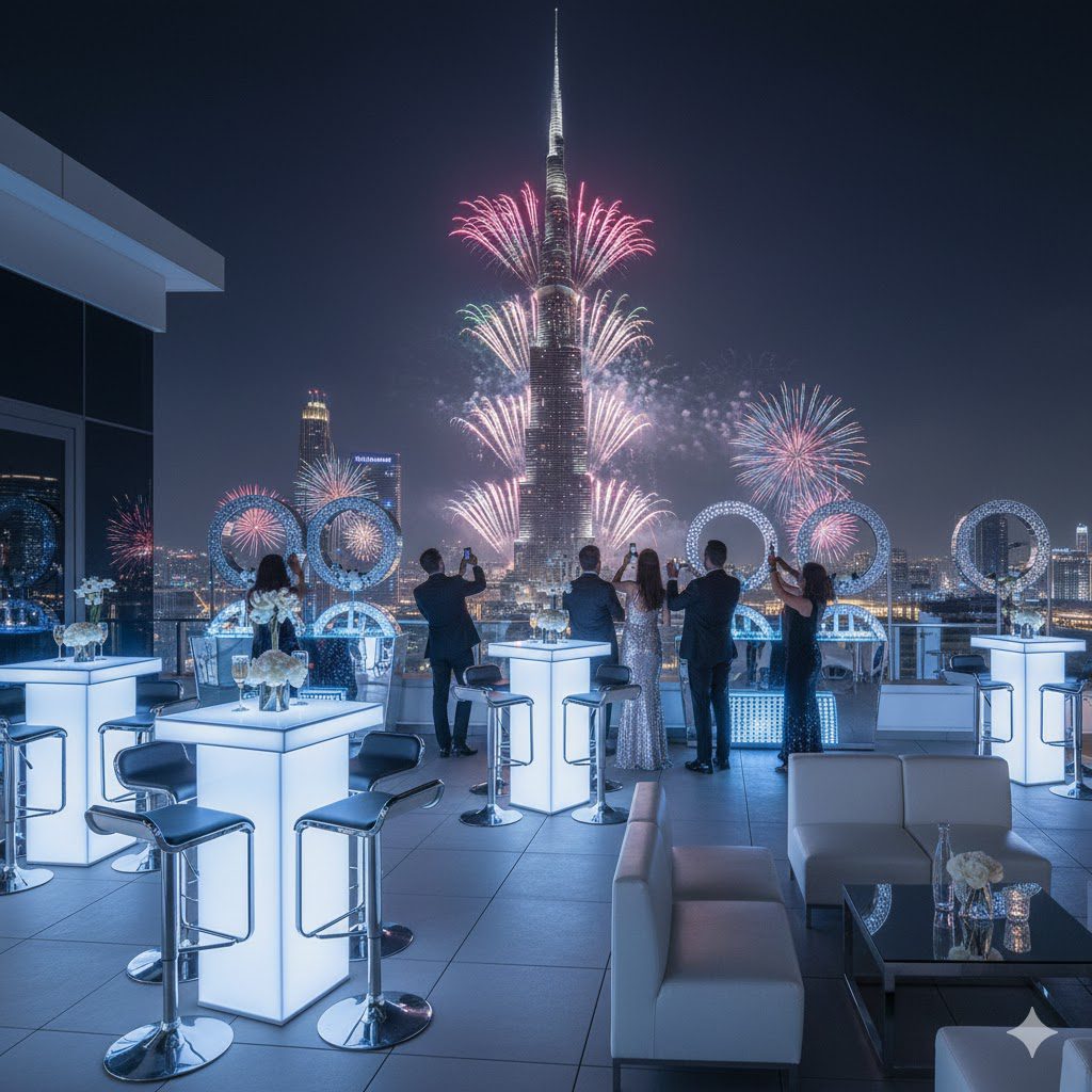 festive decor and furniture rental for new year night