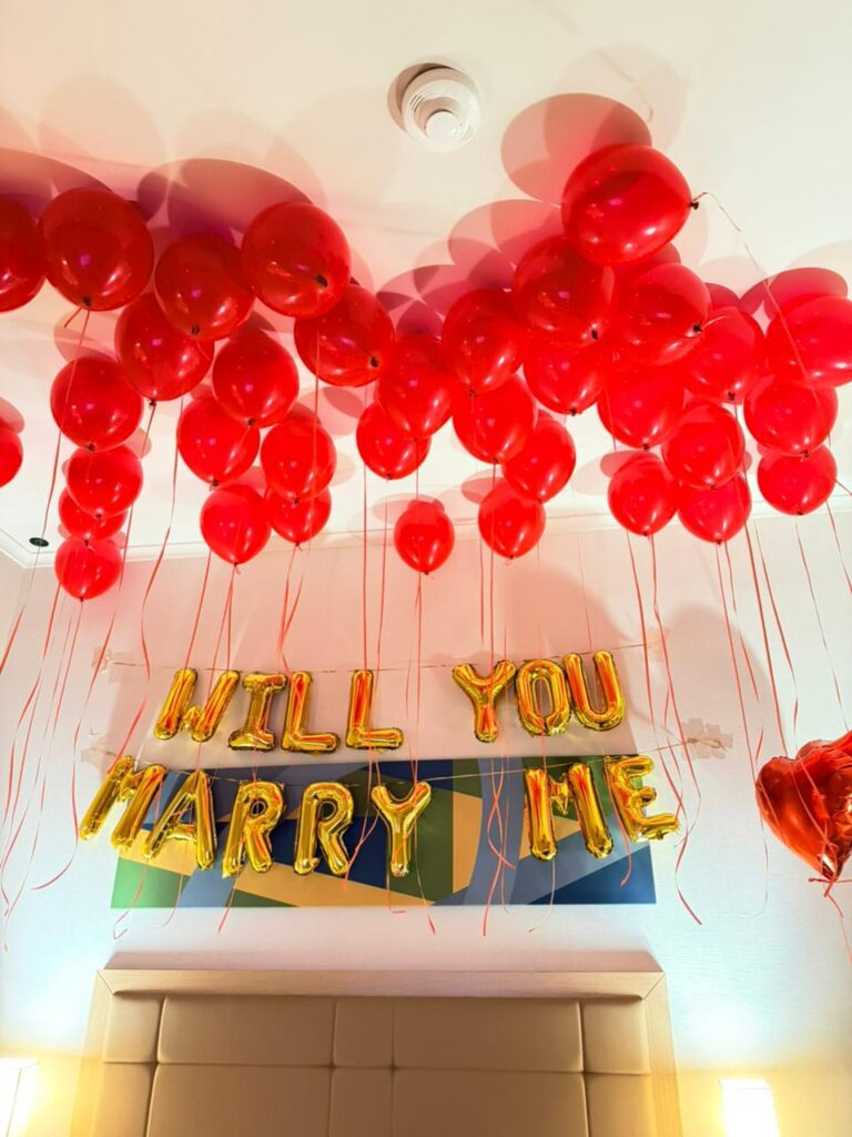 proposal decor 2 will you merry me balloon latters with red ballons for proposal decoration